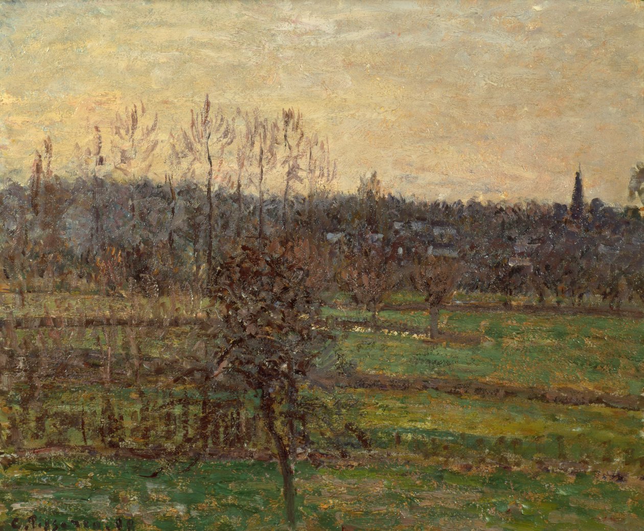 Widok Bazincourt, Zima autorstwa Camille Pissarro