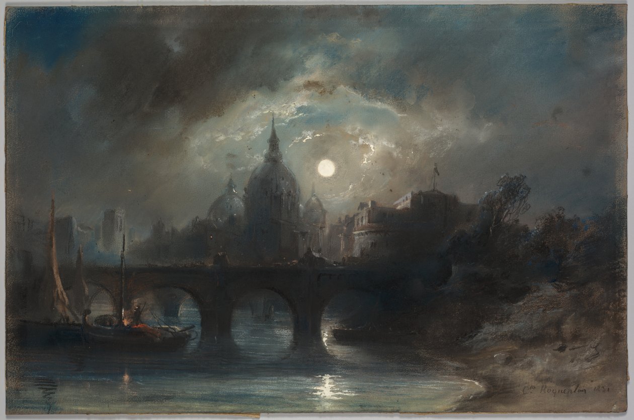 Widok miasta nocą, 1831. autorstwa Camille Roqueplan