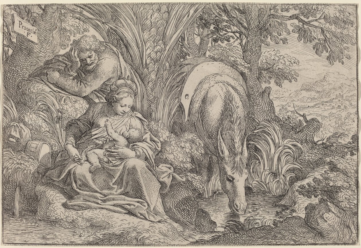 Reszta w ucieczce do Egiptu autorstwa Camillo Procaccini