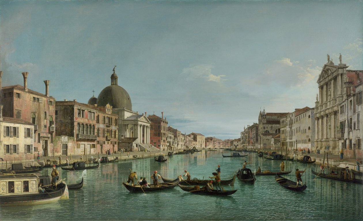 Canal Grande w Wenecji z San Simeone Piccolo i kościołem Scalzi, ok. 1930 r. 1738 autorstwa Giovanni Antonio Canal