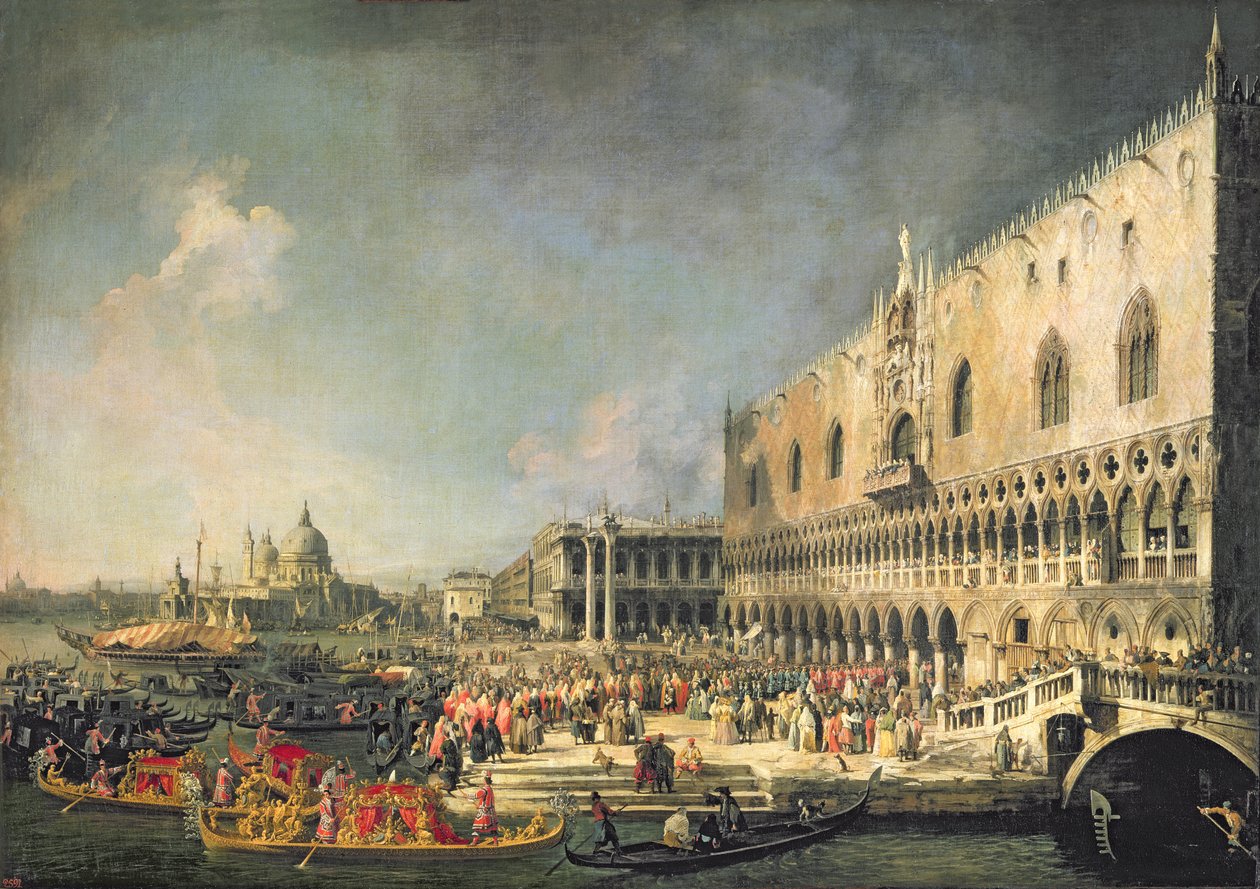 Przyjęcie francuskiego ambasadora w Wenecji, ok. 1740 r. autorstwa Giovanni Antonio Canal