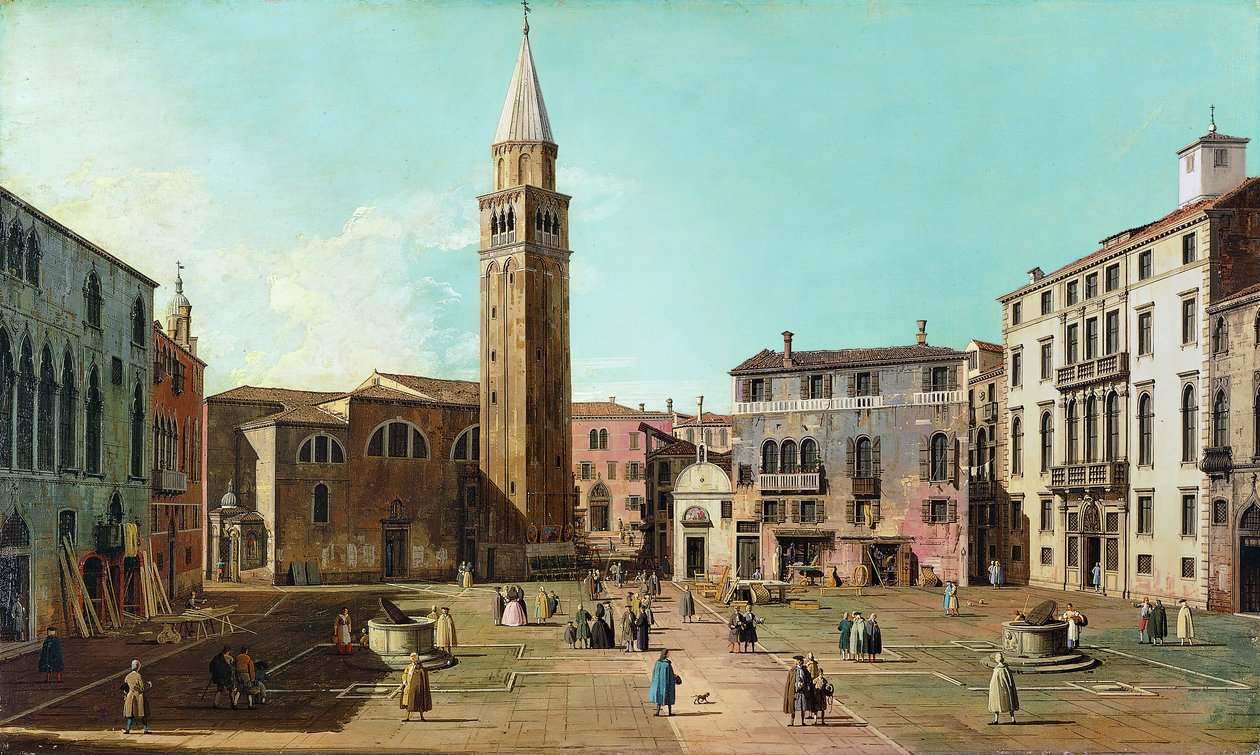 Campo SantAngelo, Wenecja, lata 30. XVIII wieku. autorstwa Giovanni Antonio Canal