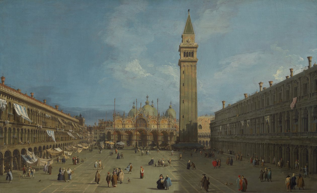 Piazza San Marco, koniec lat 20. XVIII wieku. autorstwa Giovanni Antonio Canal