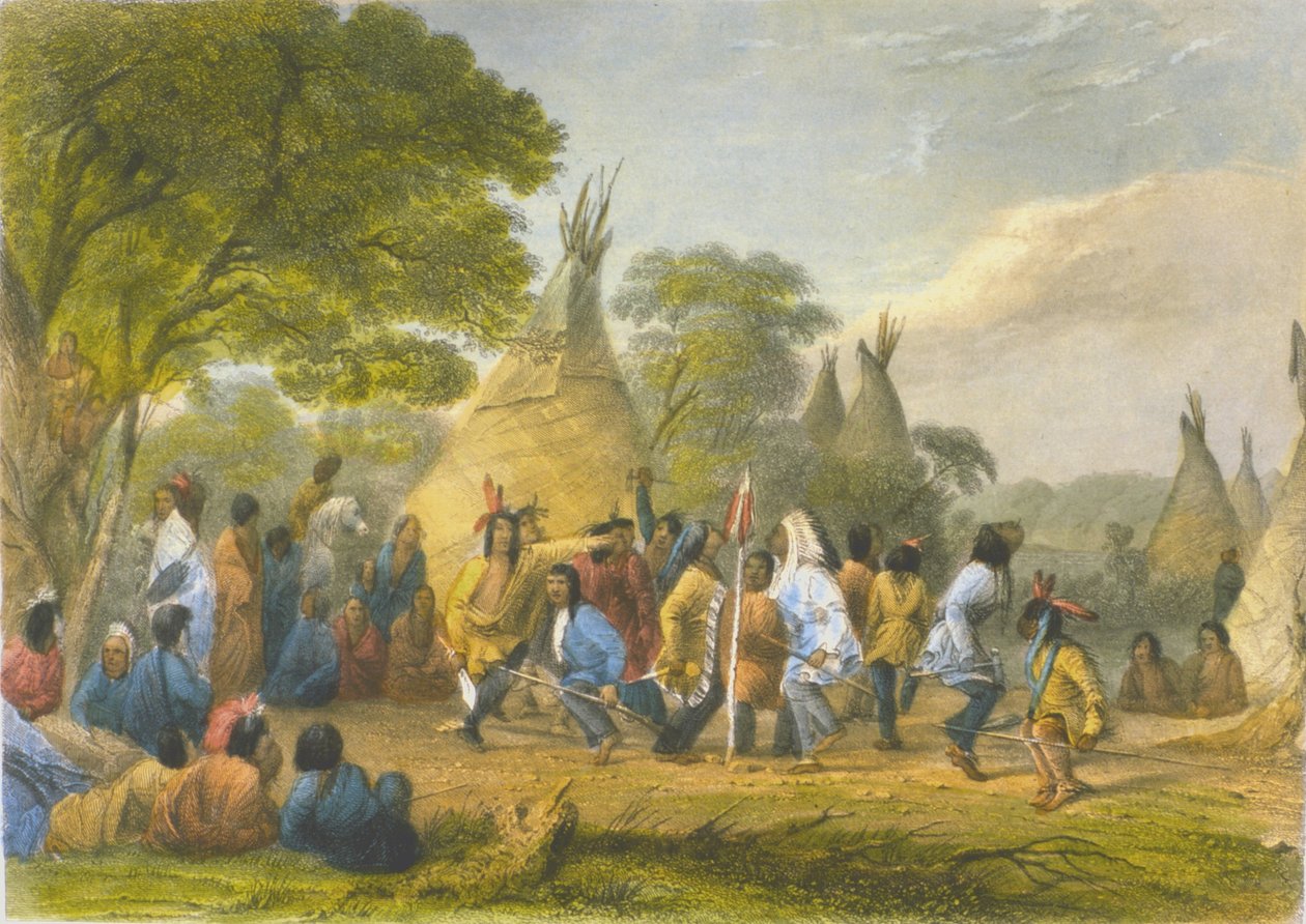 Taniec psa Dakotów, 1853 autorstwa Captain Seth Eastman