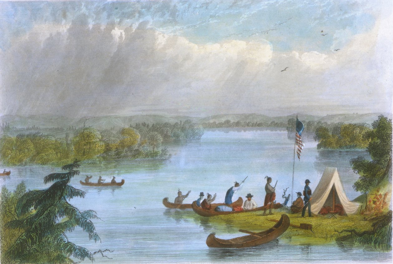 Jezioro Itasca, 1853 (kolor lito) autorstwa Captain Seth Eastman