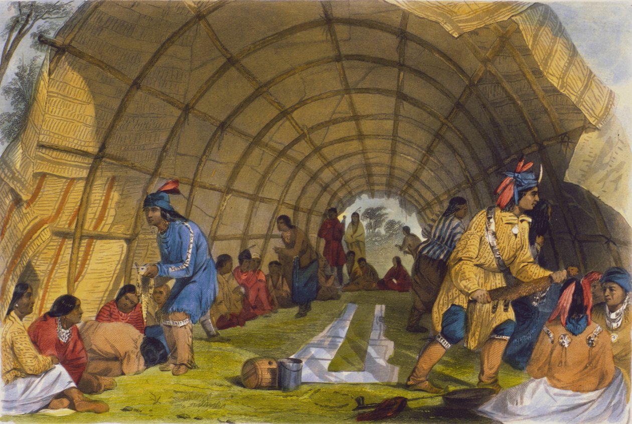 Taniec medyczny Winnebago, 1853 autorstwa Captain Seth Eastman