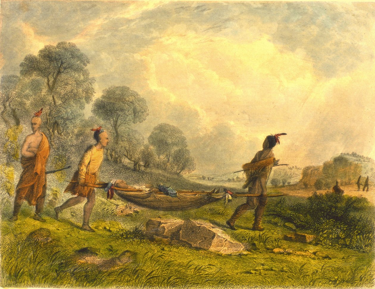 Transport rannych, 1853 r. autorstwa Captain Seth Eastman