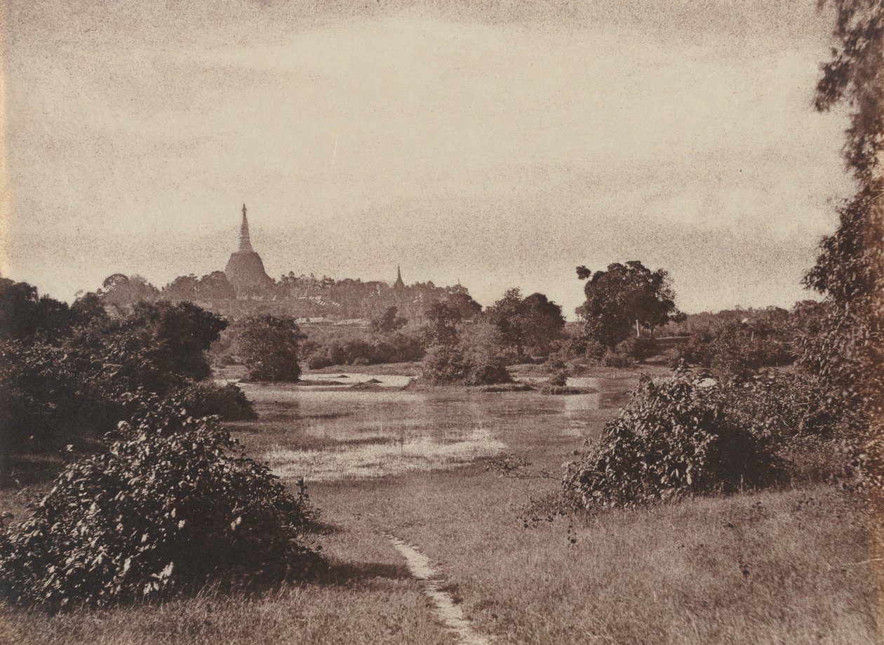 Rangun. Widok w pobliżu jeziora, 1855. autorstwa Captain Linnaeus Tripe