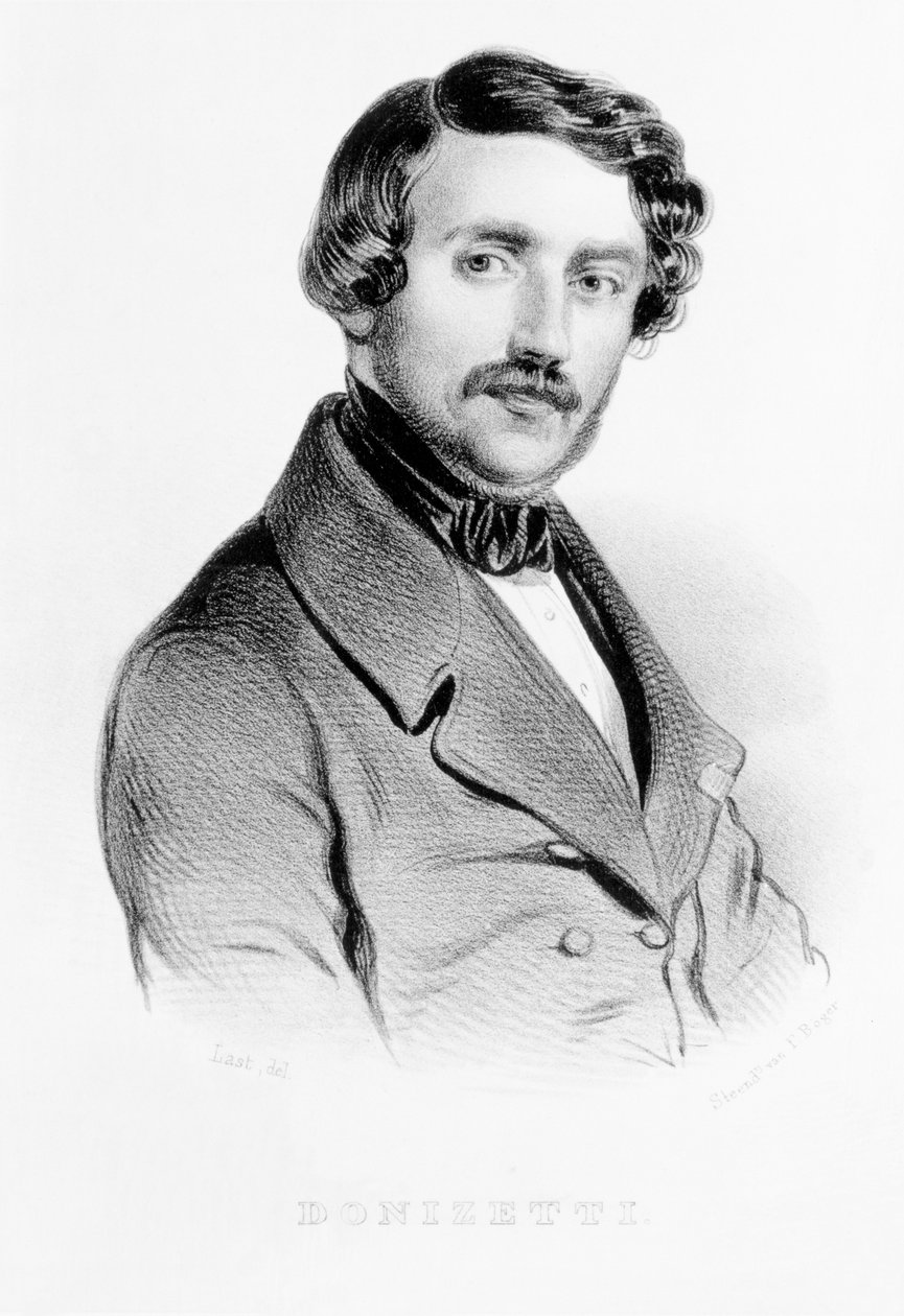 Portret Gaetano Donizettiego (1797-1848) włoskiego kompozytora, sztychował F. Boger autorstwa Carel Christian Anthony Last