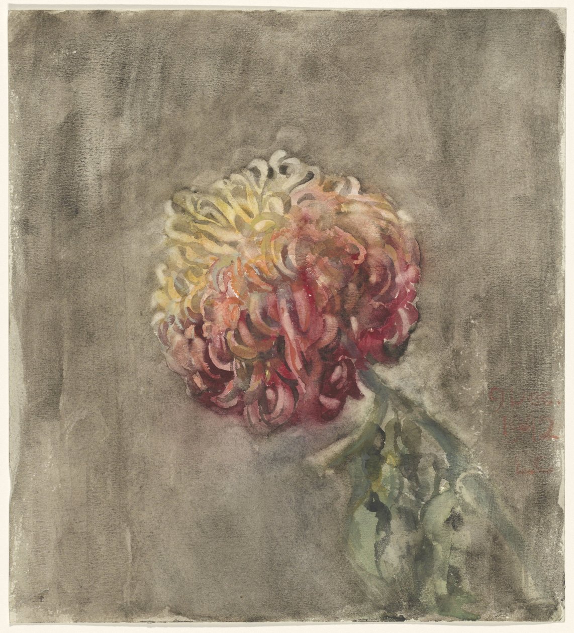 czerwona chryzantema autorstwa Carel Adolph Lion Cachet