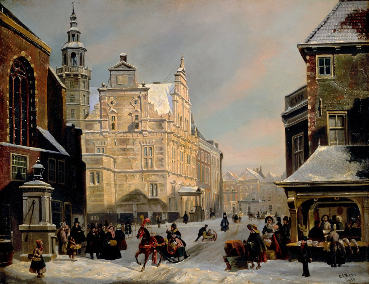 Ratusz w Hadze, 1853. autorstwa Carel Jacobus Behr