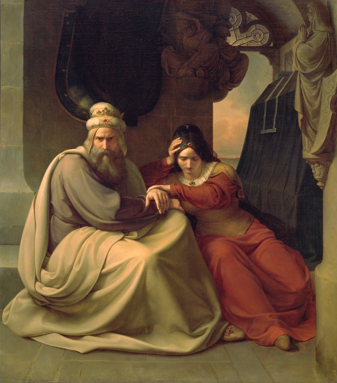 Para królewska w żałobie po zmarłej córce, 1830 autorstwa Carl Friedrich Lessing