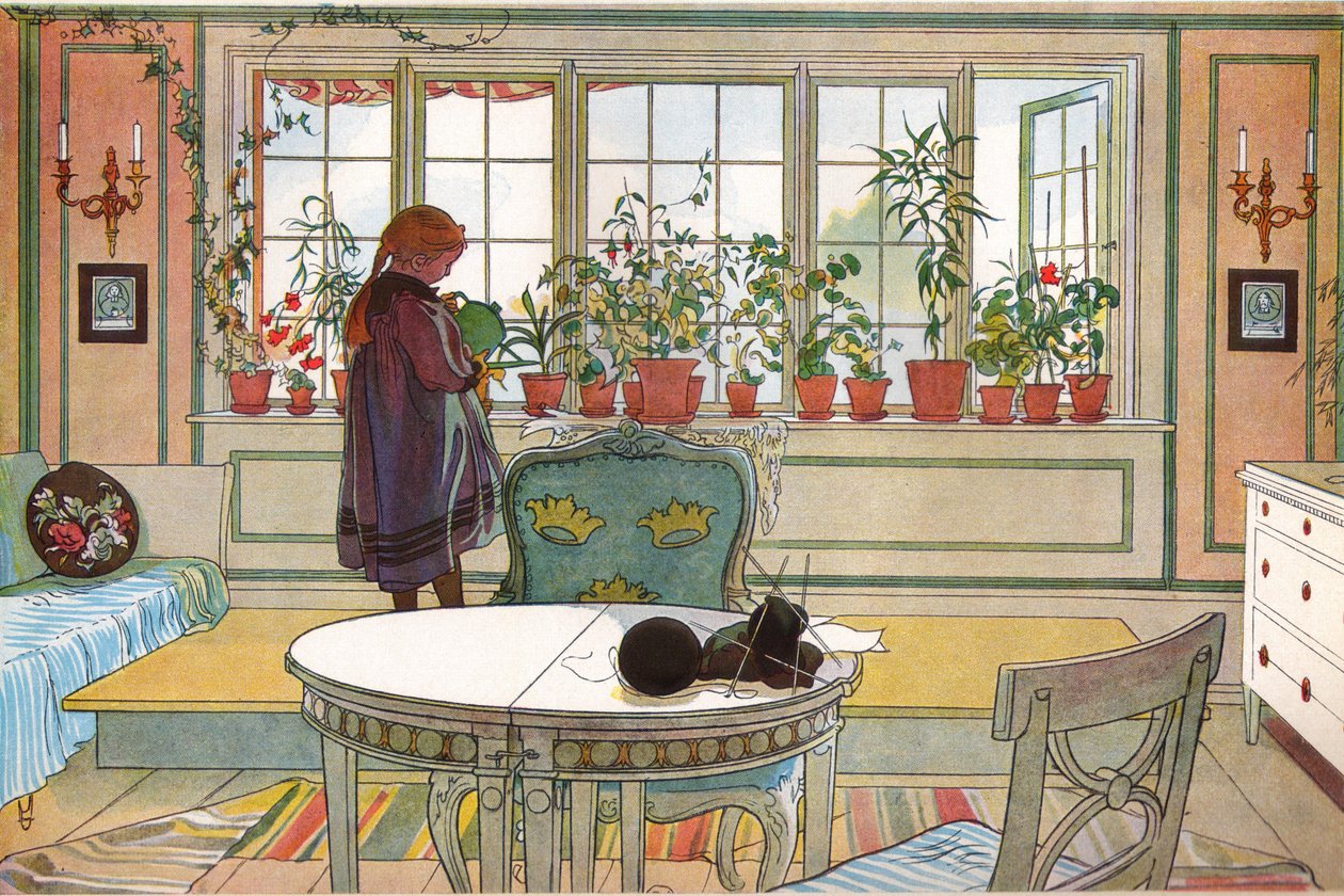 Kwiaty na parapecie autorstwa Carl Larsson