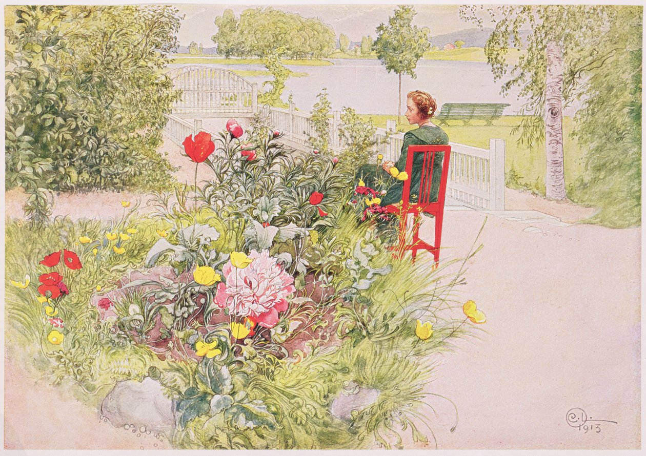 Lato w Sundborn, 1913, z teki drukowanej komercyjnie, wydanej w 1939 (litografia barwna) autorstwa Carl Larsson