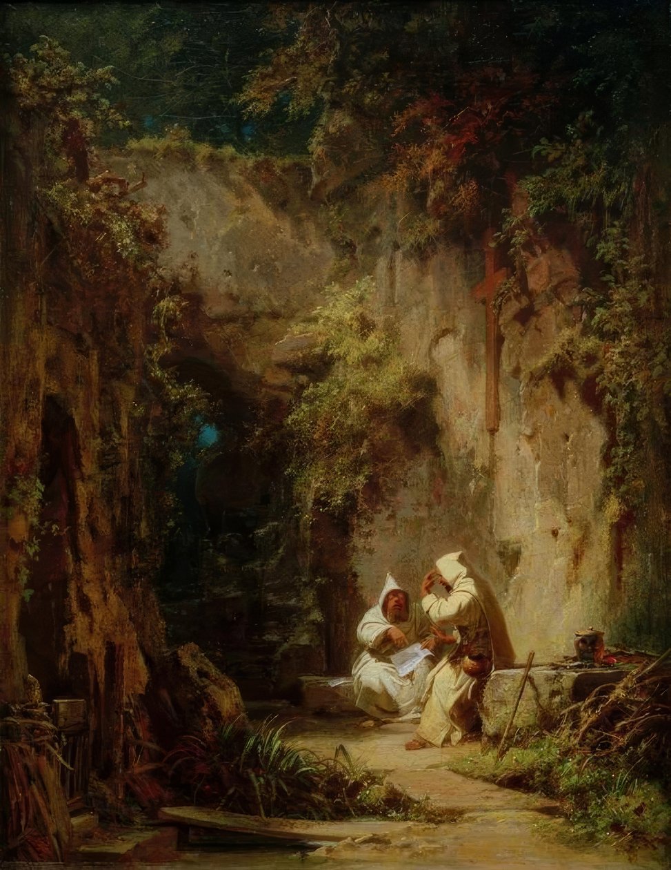 Kłótni mnisi autorstwa Carl Spitzweg