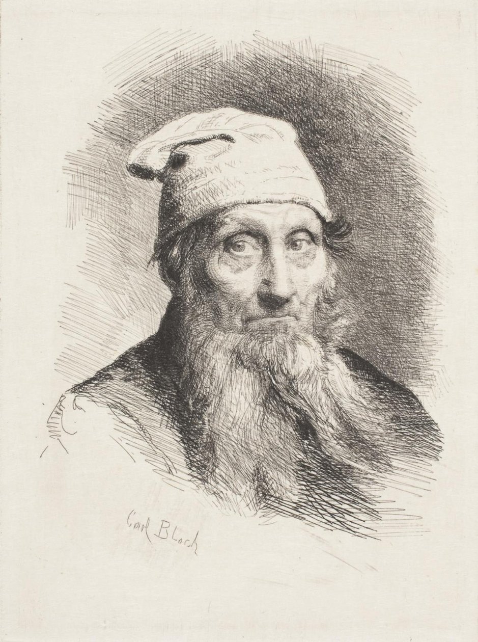 Stary człowiek w kapeluszu. Obraz biustu autorstwa Carl Bloch