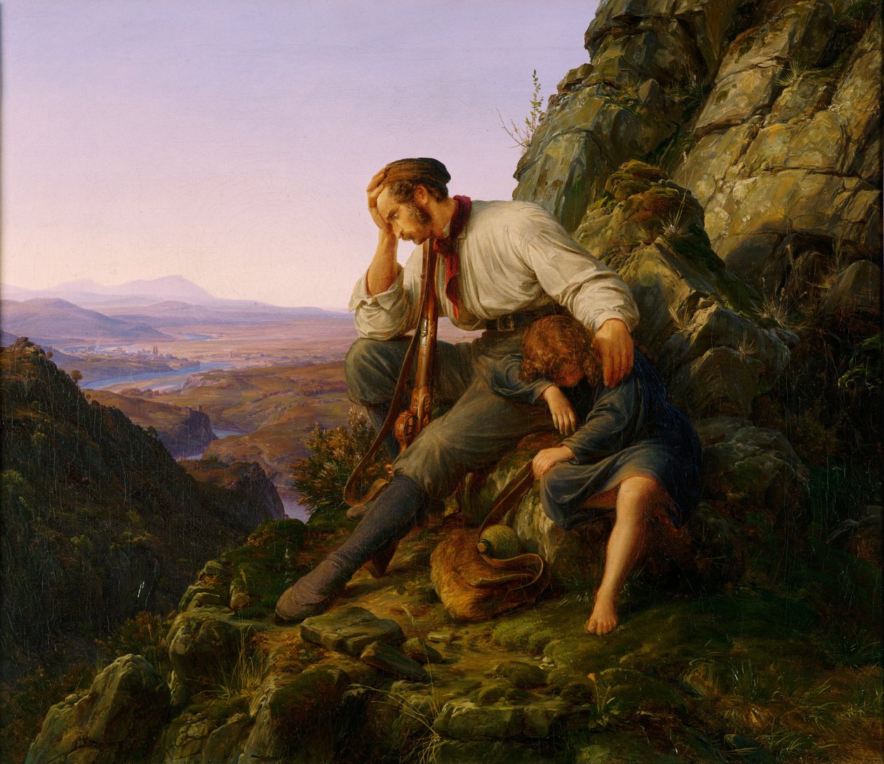Zbójca i jego dziecko, 1832 autorstwa Carl Friedrich Lessing