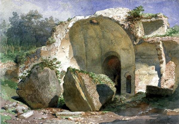„W świątyni Serapisa, Villa Adriana, Tivoli” autorstwa Carl Haag