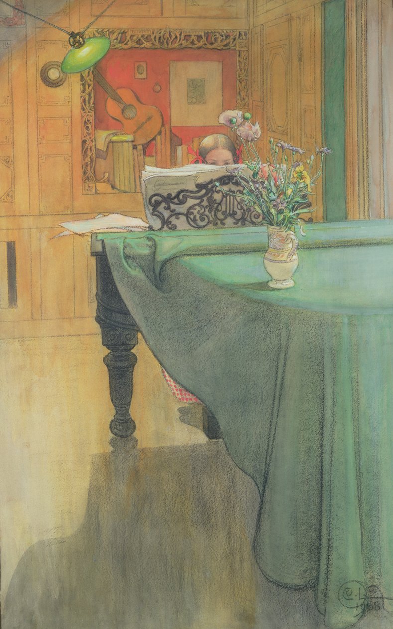 Brita przy fortepianie, 1908 autorstwa Carl Larsson