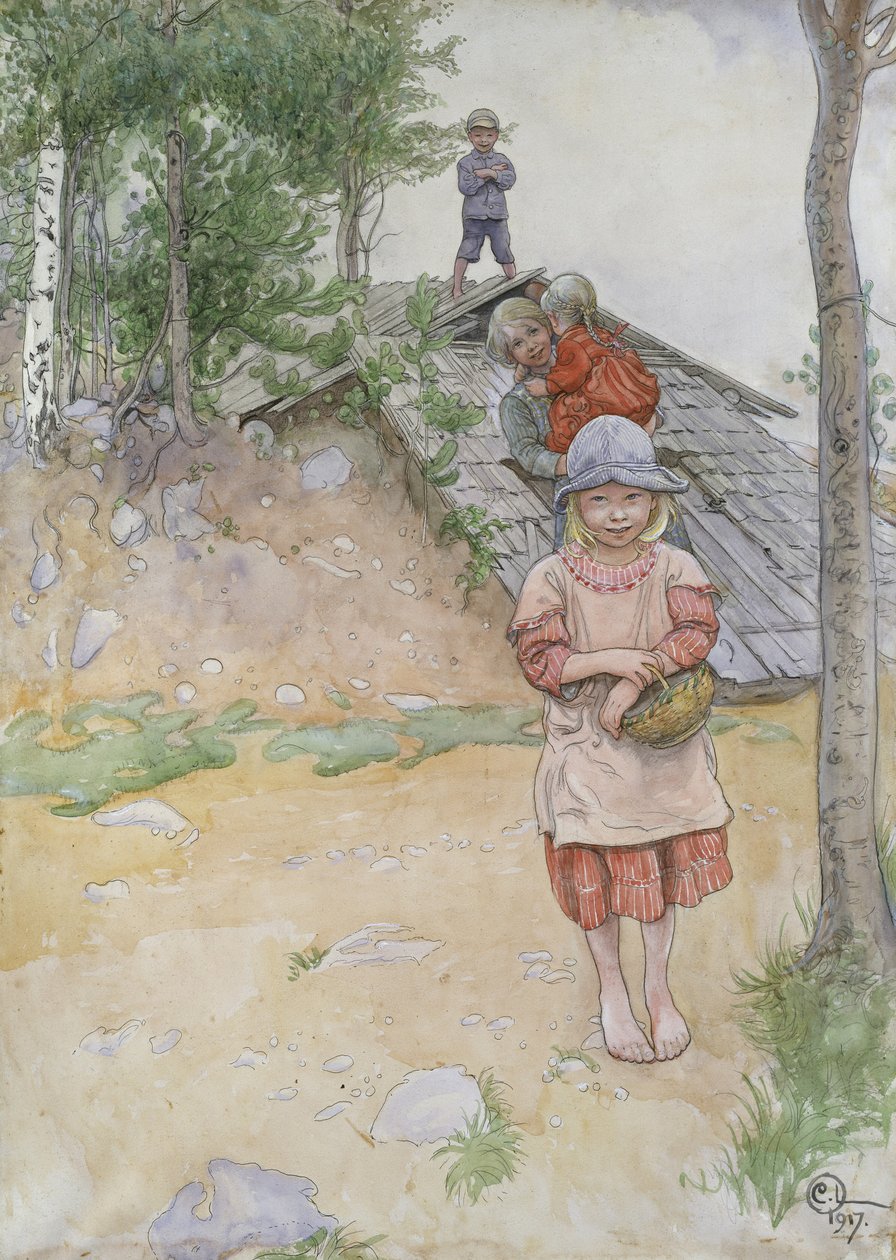 Przy piwnicy, 1917 autorstwa Carl Larsson