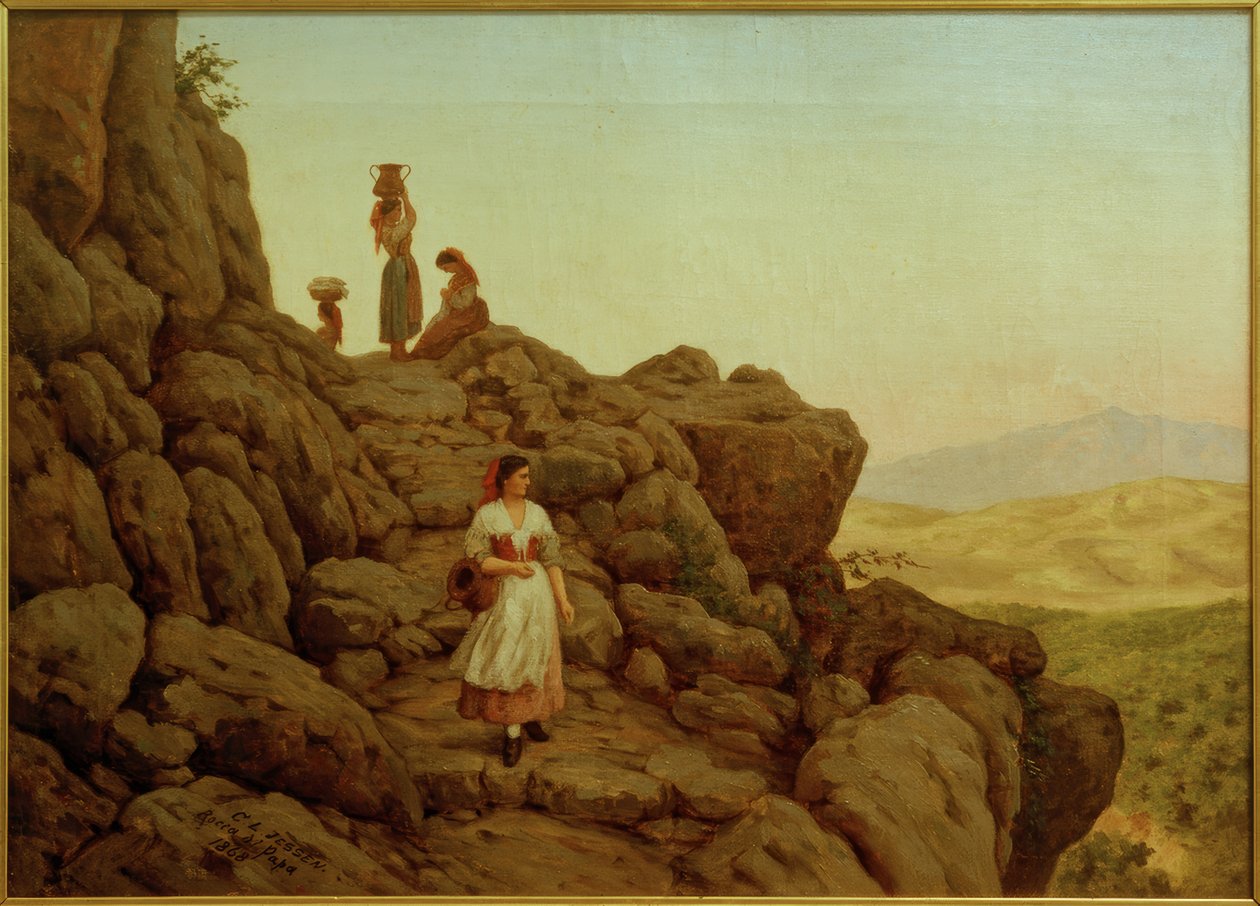 C.L.Jessen, skalisty krajobraz w pobliżu Rocca di Papa autorstwa Carl Ludwig Jessen