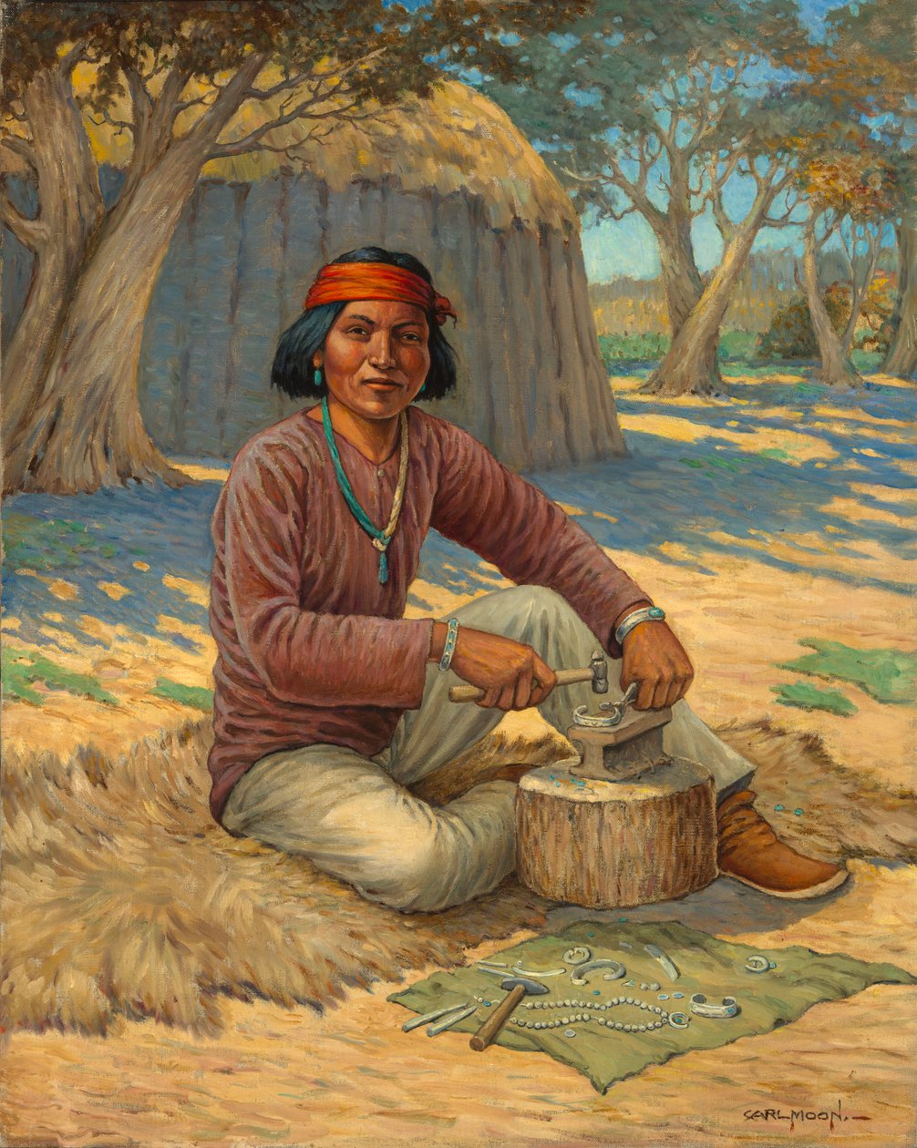 Navajo Silvermith autorstwa Carl Moon