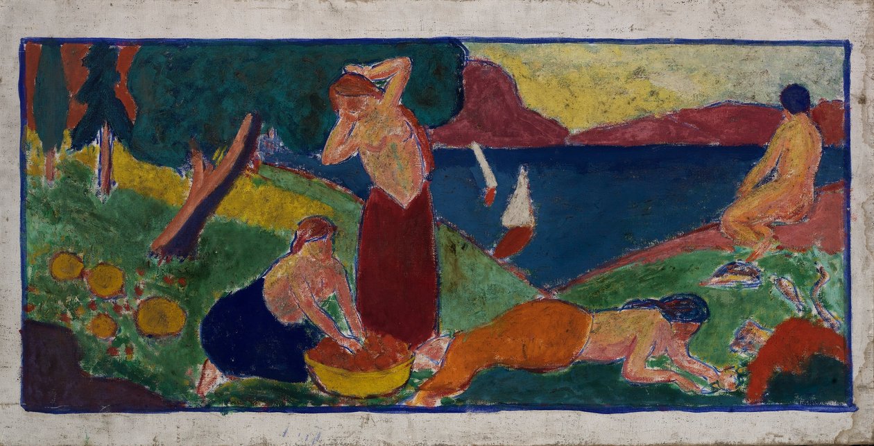 (Kobiety w krajobrazie z niebieskim obramowaniem) autorstwa Carl Newman