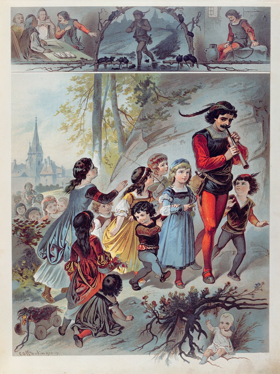 Pied Piper z Hameln, ok.1880 autorstwa Carl Offterdinger