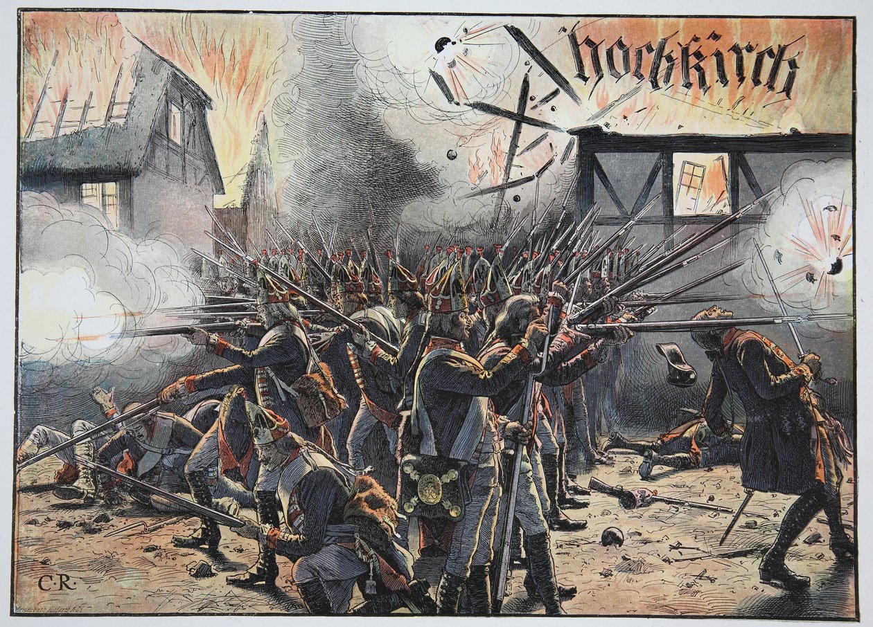 Noc zapadająca w Hochkirch, sierpień 1758 autorstwa Carl Röchling