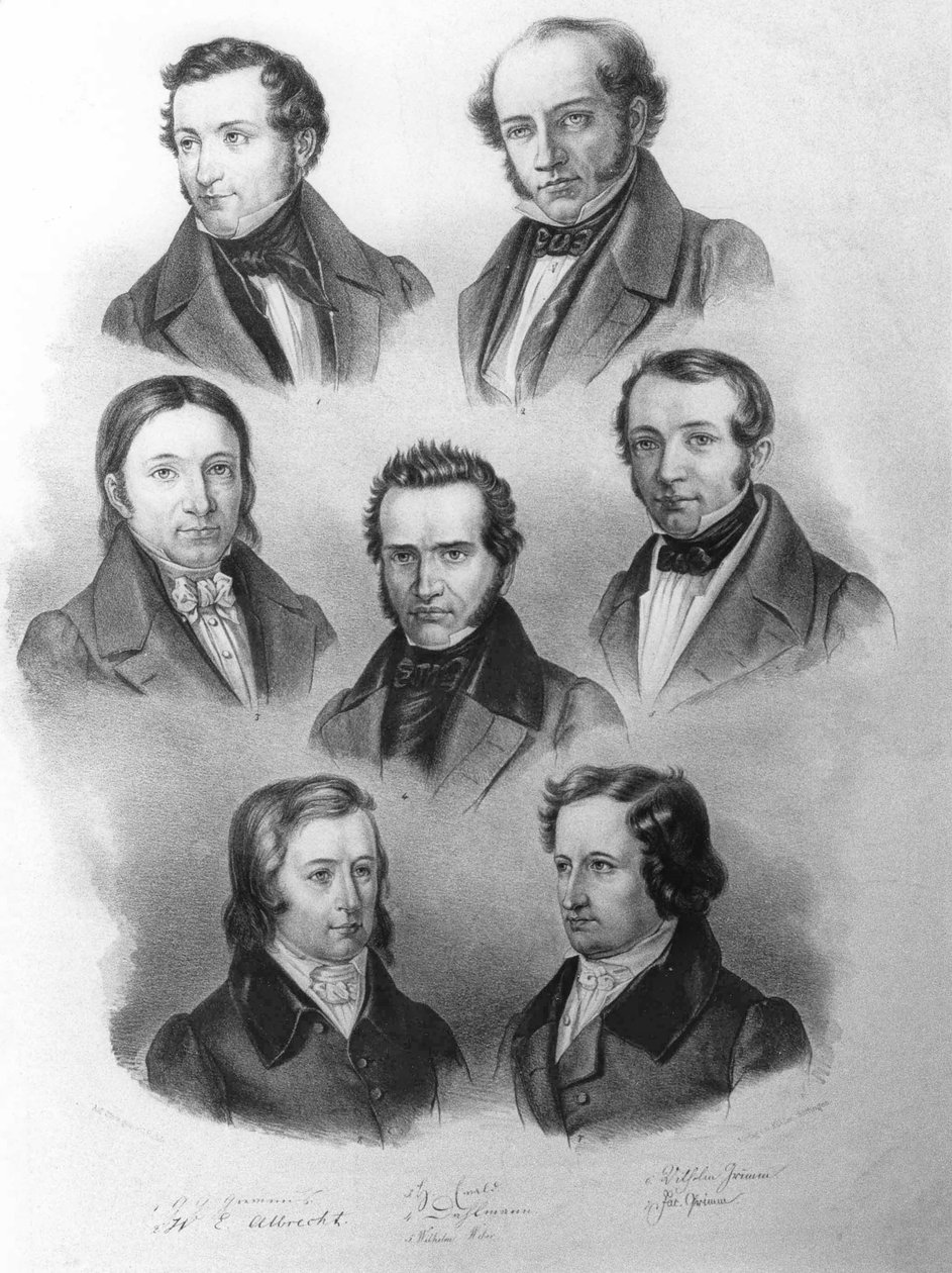 Siedem w Getyndze, c.1837-38 (lito) autorstwa Carl Rohde