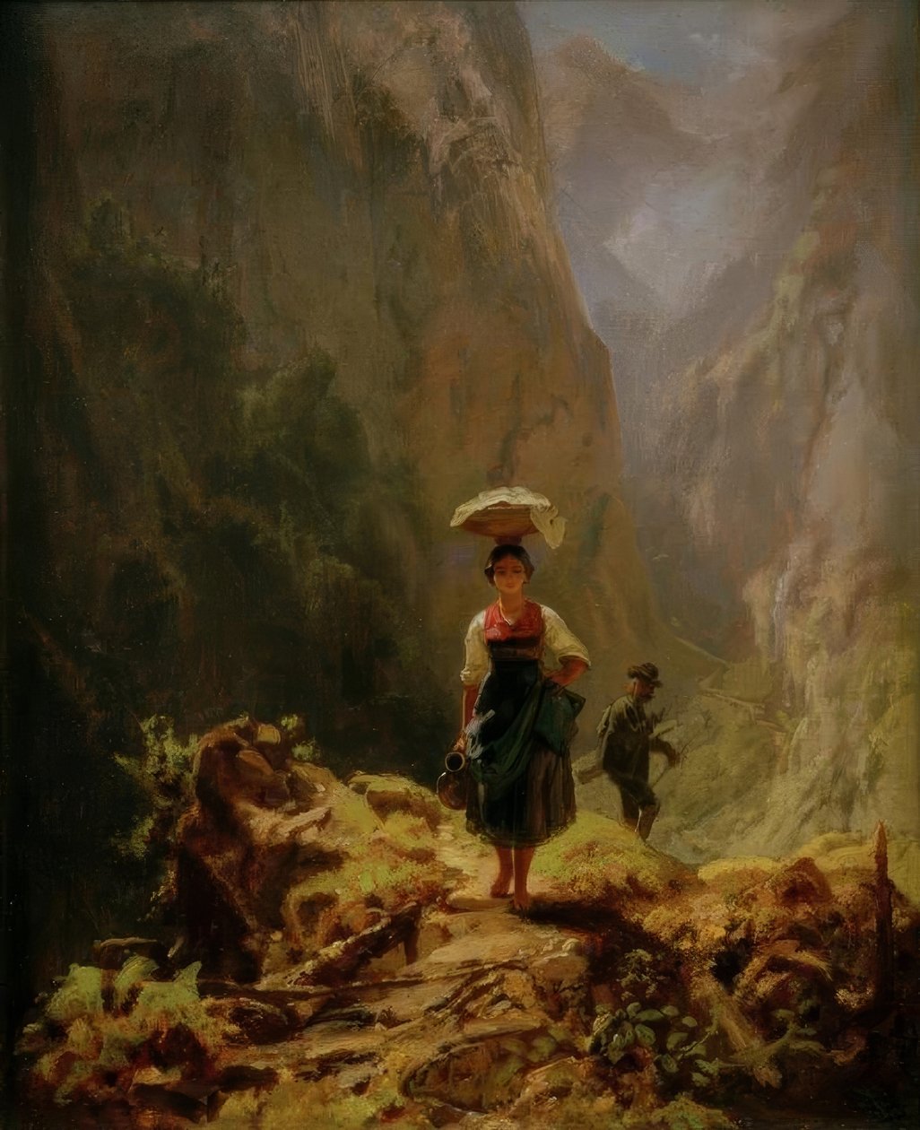 Dirndl i myśliwi w górach autorstwa Carl Spitzweg
