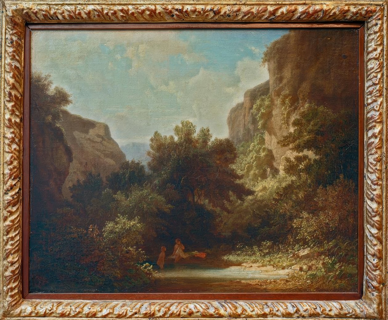 Skalisty krajobraz górski z kąpiącymi się nimfami autorstwa Carl Spitzweg
