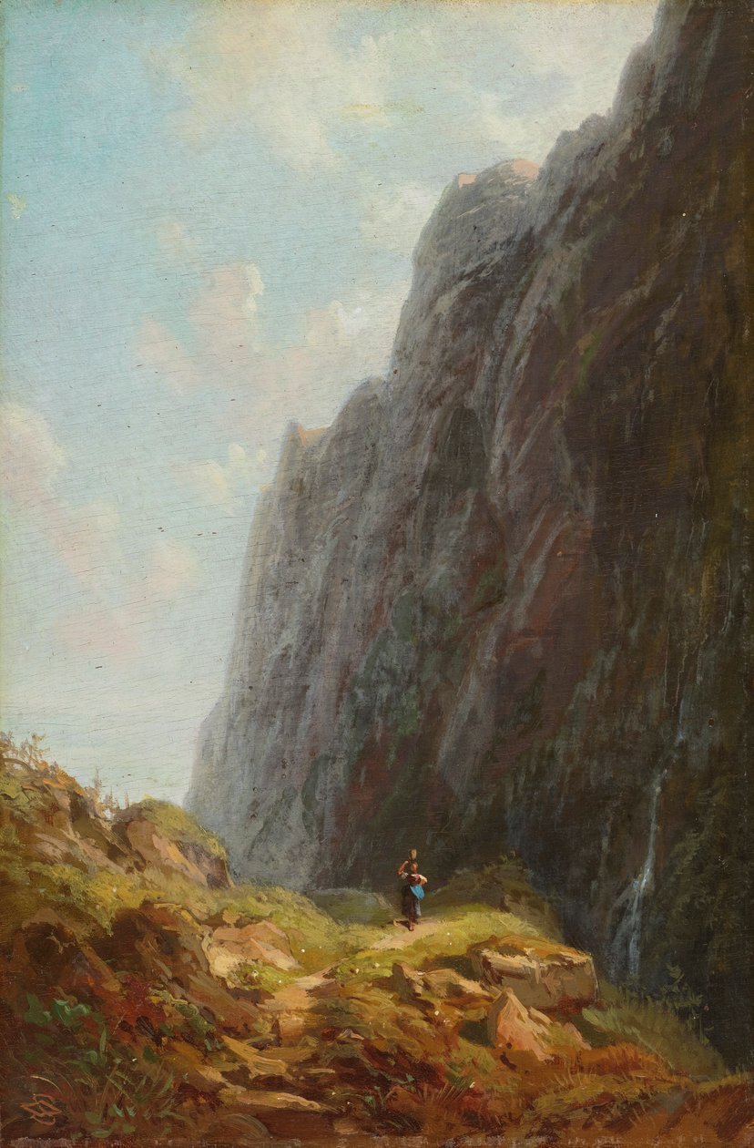 Górski krajobraz z dojarką w okolicy Wendelstein autorstwa Carl Spitzweg