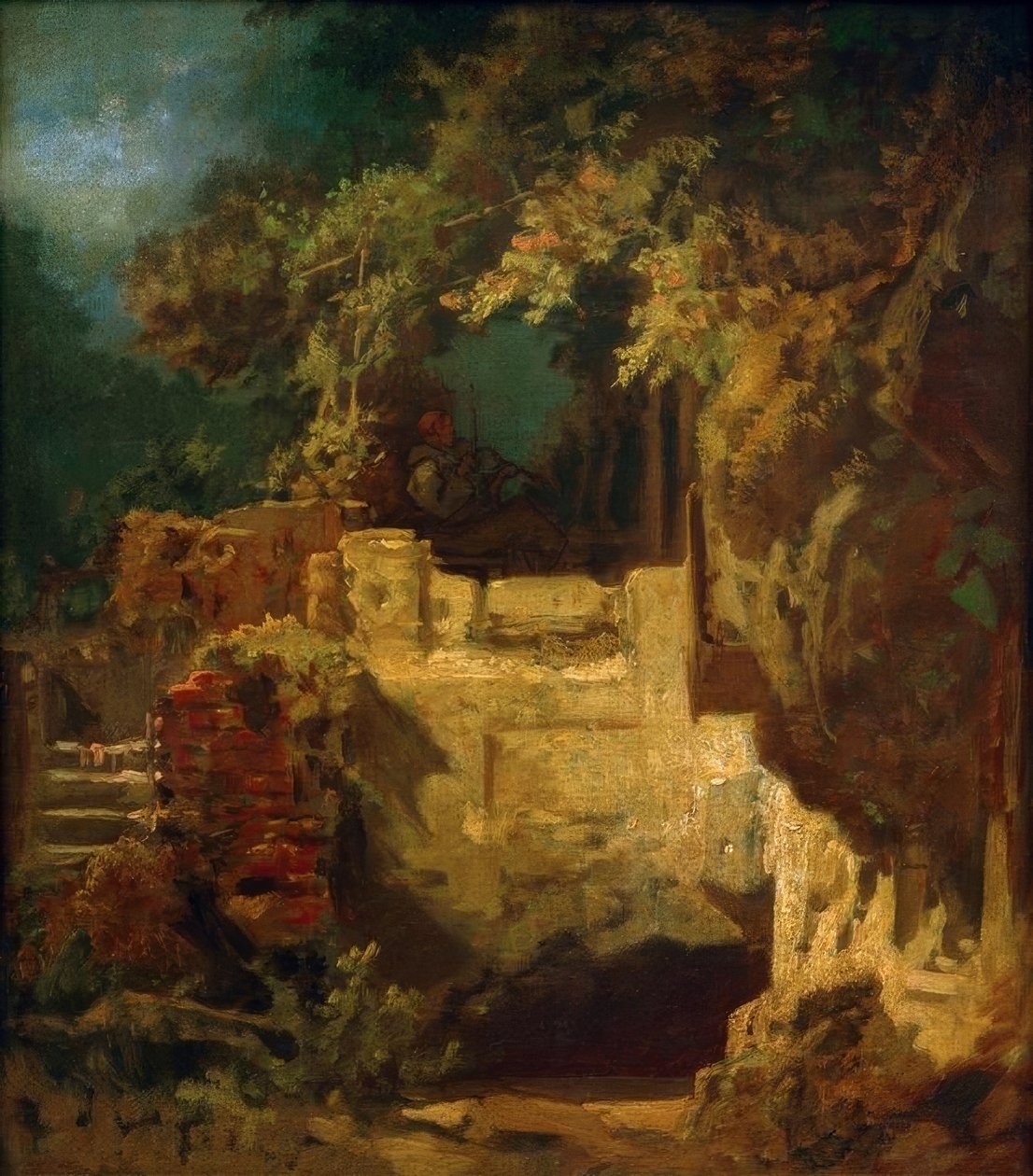 Skrzypek pustelnik w Felsenklause autorstwa Carl Spitzweg
