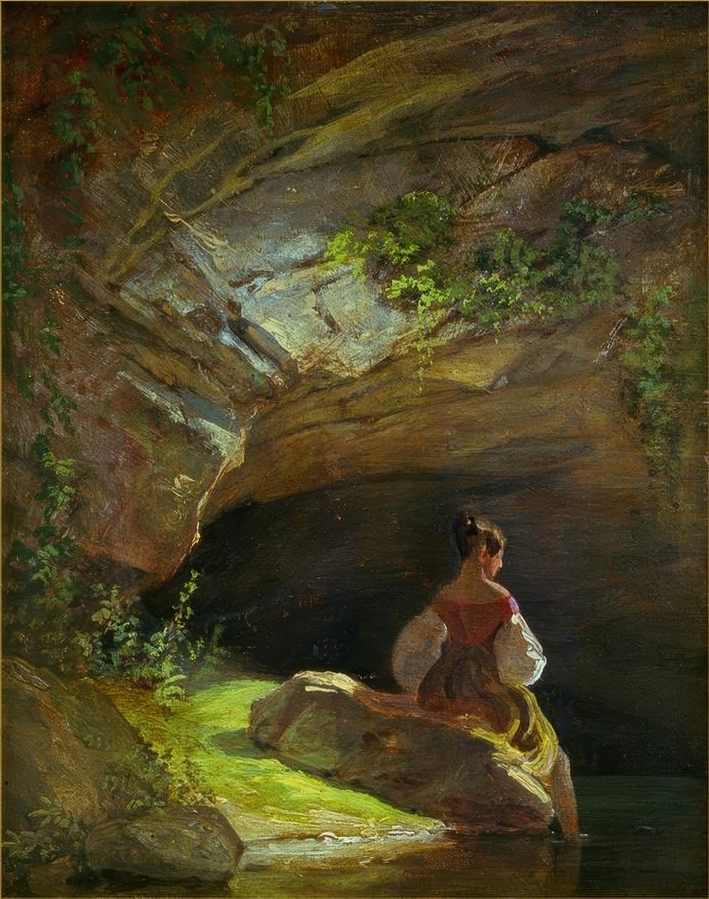 Dziewczyny przed grotą autorstwa Carl Spitzweg