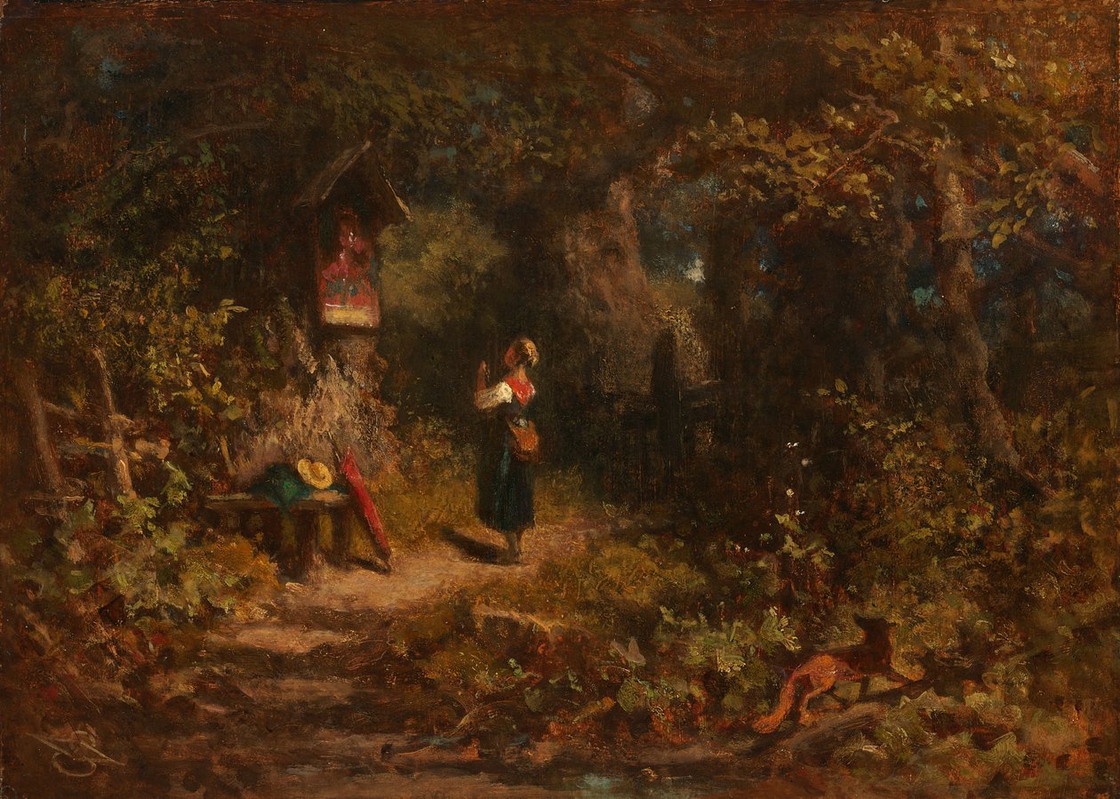 Marterl (Modląca się wieśniaczka) (olej na płótnie) autorstwa Carl Spitzweg