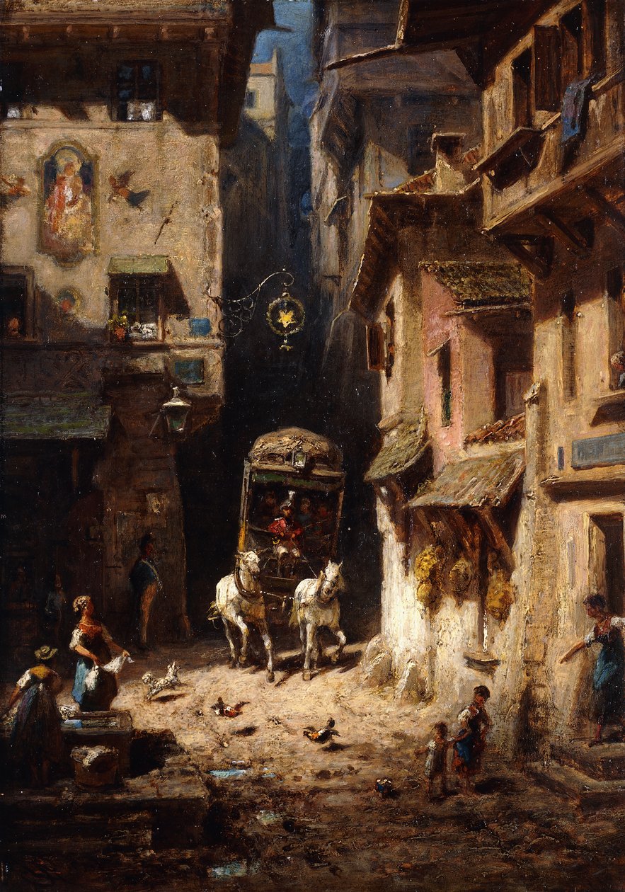 Poczta; Die Post, c.1875-1880 autorstwa Carl Spitzweg
