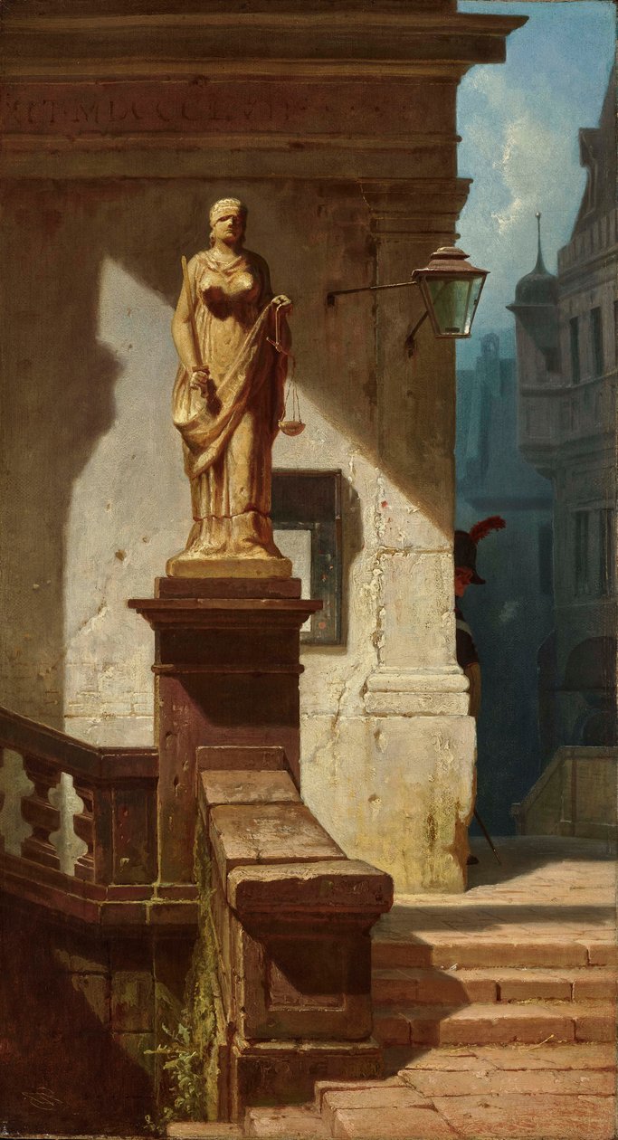 Oko prawa Justitia, 1857. autorstwa Carl Spitzweg