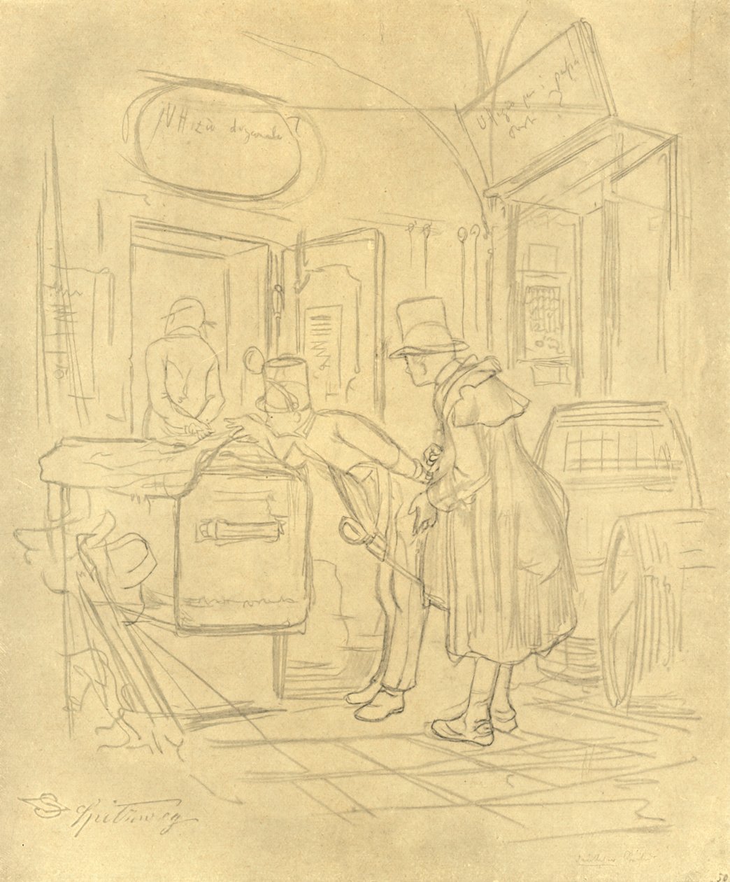 Zollvisitation I, połowa końca XIX wieku, ok. 1924. autorstwa Carl Spitzweg
