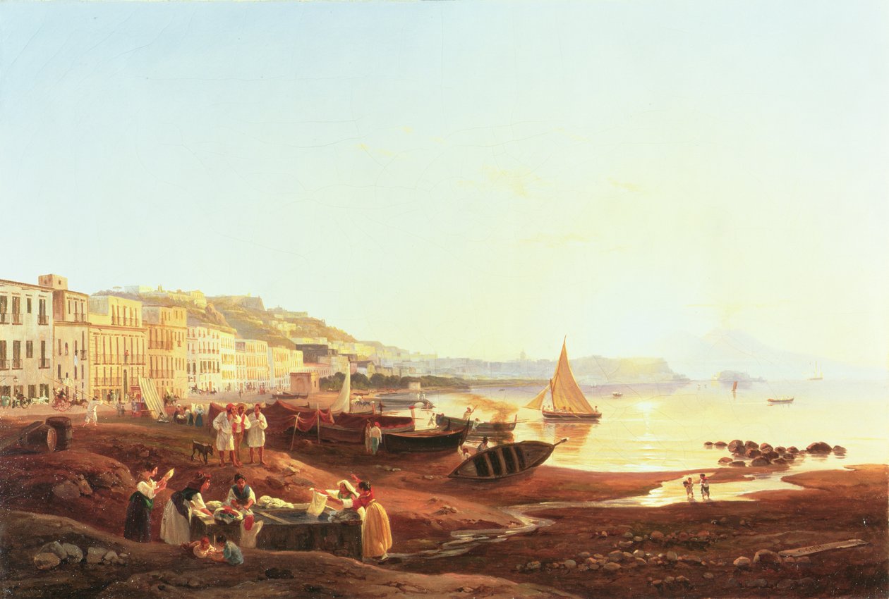 Port Mergellina, ok. 1831 autorstwa Carl Wilhelm Goetzloff