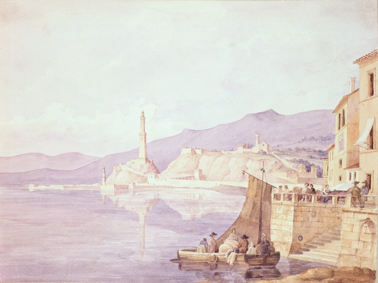 Port w Genui, 1835 r. autorstwa Carl Wilhelm Goetzloff
