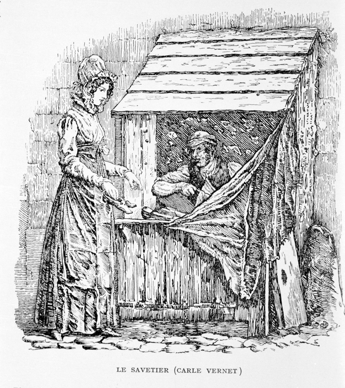 Savetier. Grawerowanie Carle Vernet. 19 wiek. autorstwa Carle Vernet