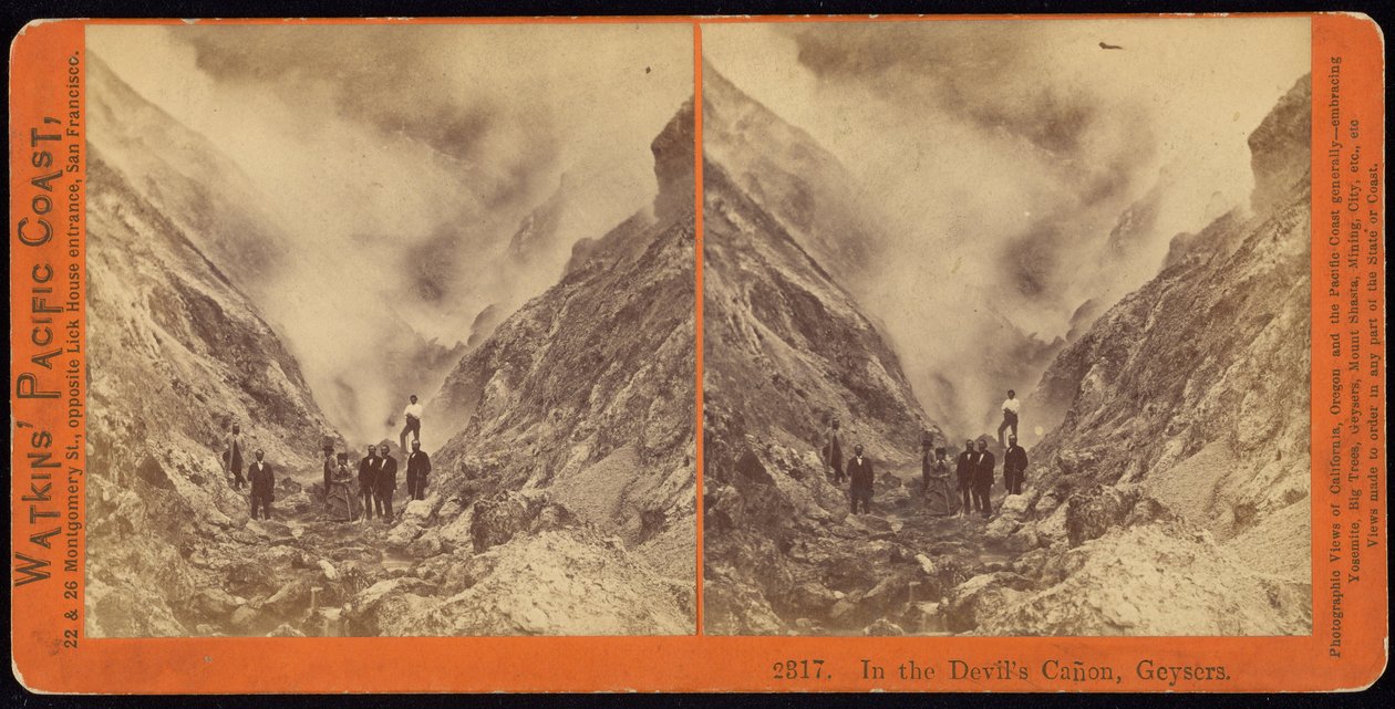 W Kanonie Diabłów, Gejzery. autorstwa Carleton E. Watkins