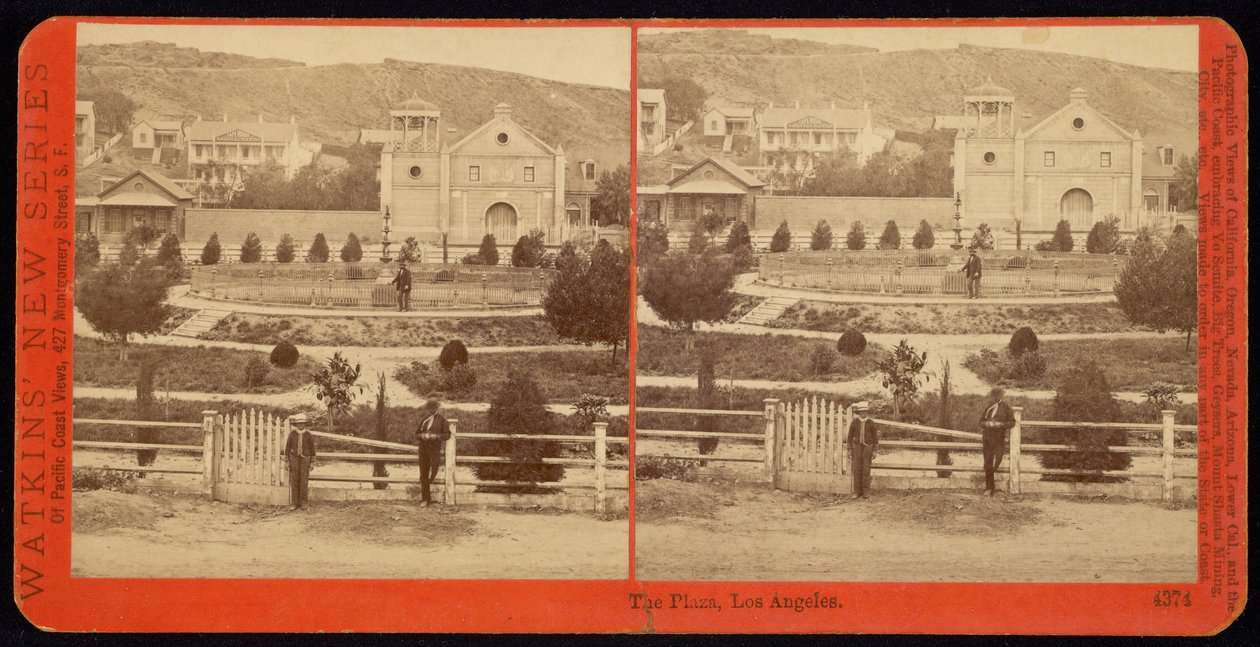 Plaza, Los Angeles autorstwa Carleton E. Watkins