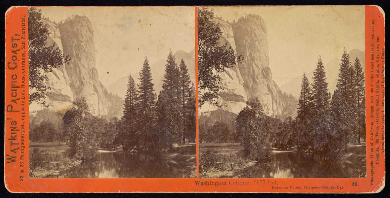 Washington Column, 2082 stopy, Yosemite Valley, Mariposa County, CA. autorstwa Carleton E. Watkins