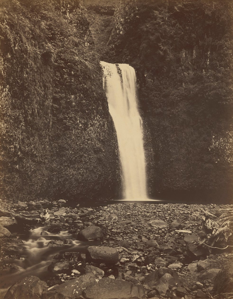 Wodospad Lower Multnomah, rzeka Columbia, 1867 (zdjęcie) autorstwa Carleton Emmons Watkins