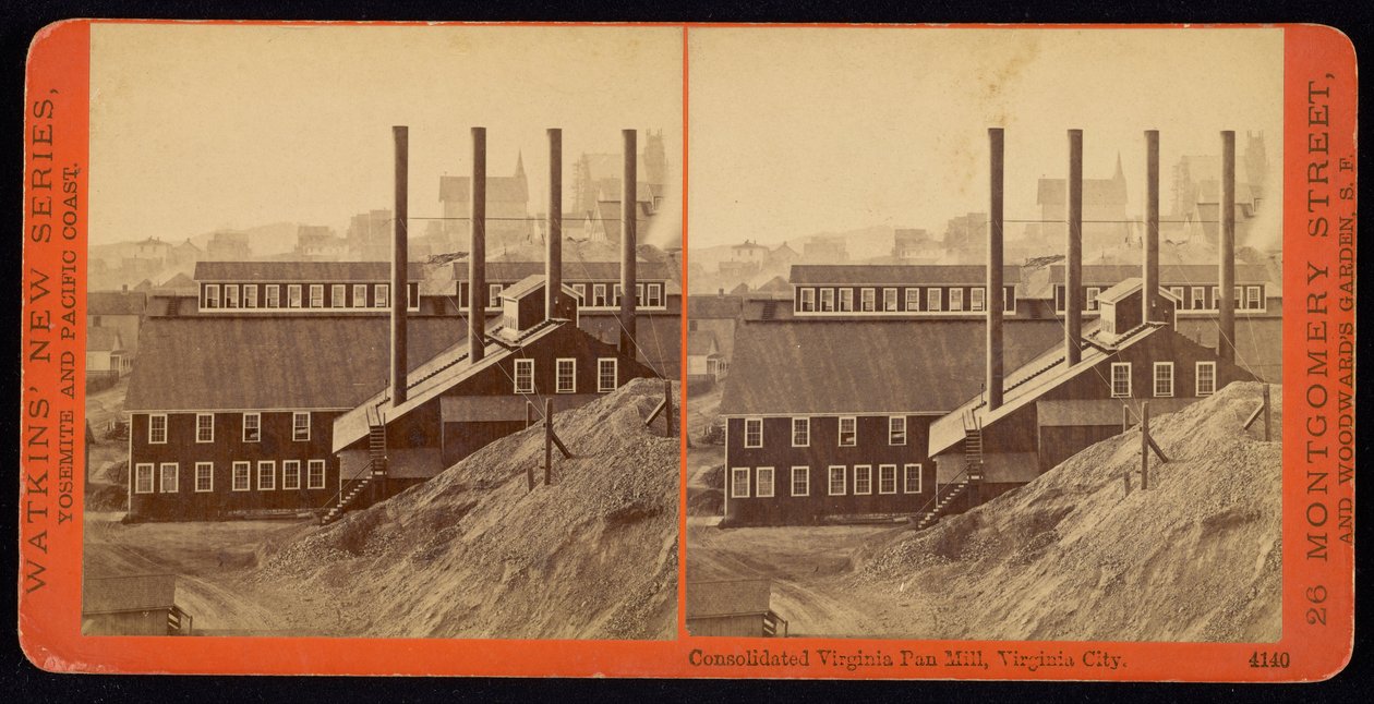 Skonsolidowana Virginia Pan Mill, Virginia City autorstwa Carleton Watkins