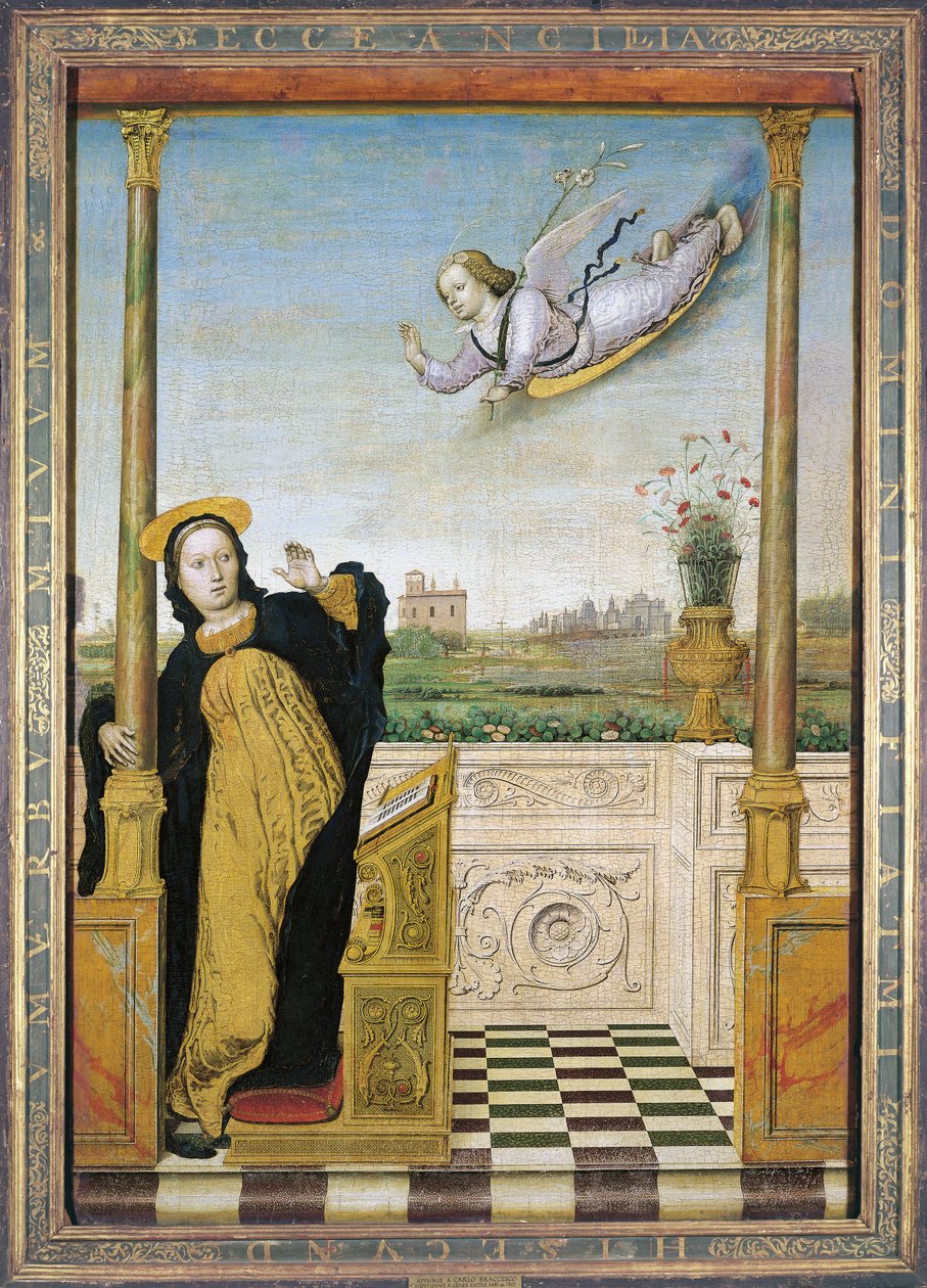 Tryptyk, panel środkowy: Zwiastowanie autorstwa Carlo Braccesco