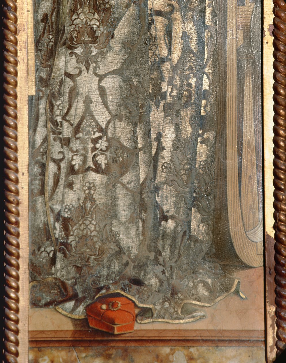 Św. Katarzyna, fragment jej szaty z tryptyku Santa Lucia tempera na desce zob. 76683 autorstwa Carlo Crivelli