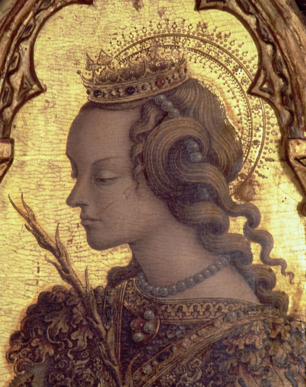 Św. Katarzyna Aleksandryjska, fragment z poliptyku San Martino (tempera na desce) (zob. 76669) autorstwa Carlo Crivelli